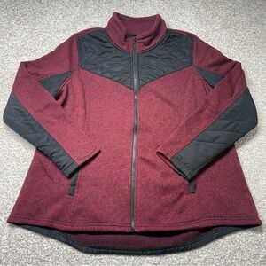 Women’s Maurices inMotion Burgundy Black Quilted Full-Zip Jacket Size 2 (XXL)